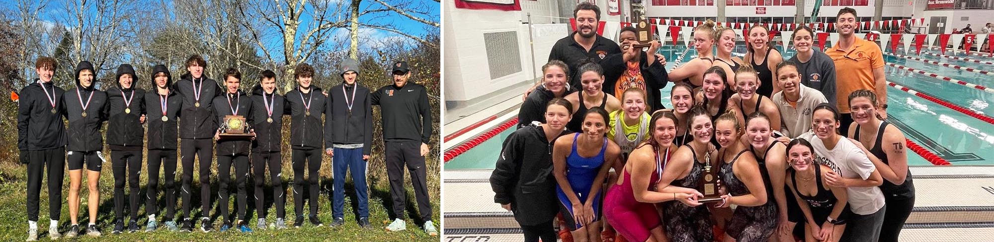 Boys cross county team and girls swimming team