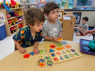 Preschool students learning in the classroom